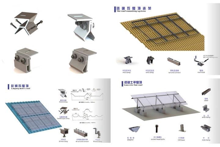 Mounting Brackets Kit Accessories for Solar Panels Installation Fixed on Roof House Solar Panel Aluminum Material Fixed Clamp/Clip